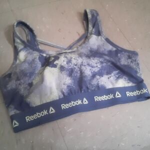 Reebok Blue and White Sports Bra Sz L